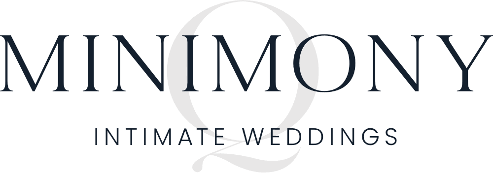 Logo featuring the word Minimony in large, elegant letters with an ornamental letter Q subtly enhancing the theme of Intimate Weddings. Below, the words Intimate Weddings appear in a smaller, refined font. The background is pure white. 124 on Queen Hotel and Spa | Hotel & Spa Niagara-on-the-lake | 1 (855) 988-4552